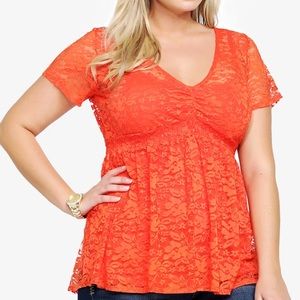 Orange/red  lace top.